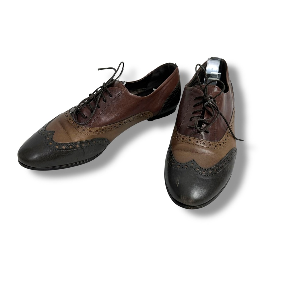 AGL Attilio Giusti Leombruni Brown Leather Wingtip Oxford Lace Up Shoes 38-1/2‎